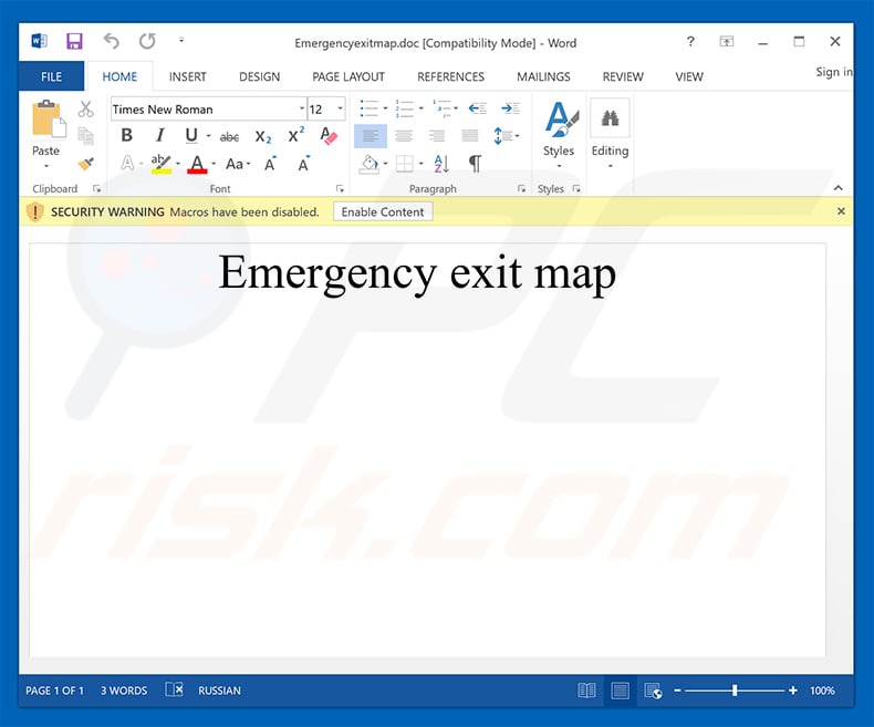 Emergency Exit Map attachment used to spread GandCrab 5.1