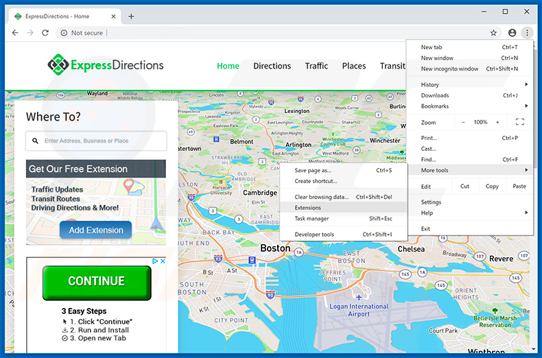 Removing ExpressDirections  ads from Google Chrome step 1