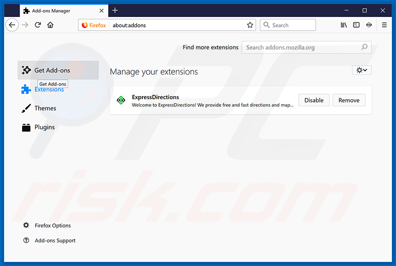 Removing ExpressDirections ads from Mozilla Firefox step 2
