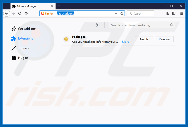 Removing search.hfastpackagetracker.net related Mozilla Firefox extensions