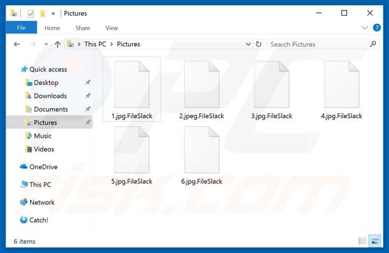 Files encrypted by FileSlack ransomware (.FileSlack extension)