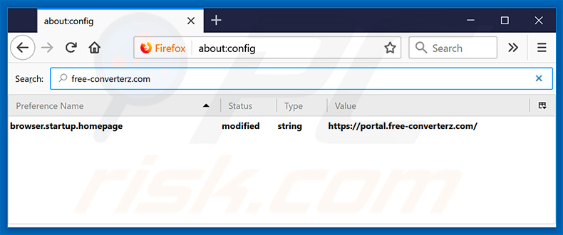 Removing free-converterz.com from Mozilla Firefox default search engine