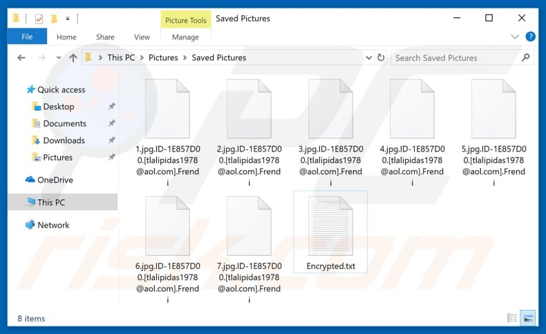 Files encrypted by Frendi ransomware (.Frendi extension)