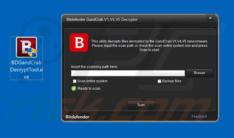 GandCrab ransomware decryption tool by BitDefender