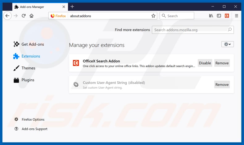 Removing getofficex.org related Mozilla Firefox extensions