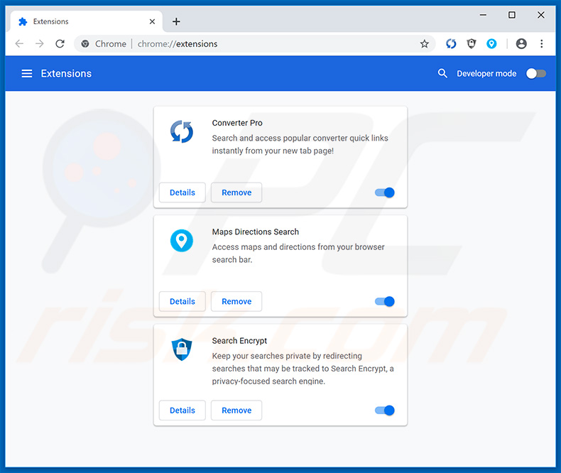 Removing search.hconverterpro.com related Google Chrome extensions