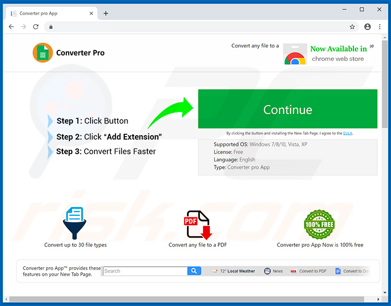 Website used to promote Converter Pro browser hijacker