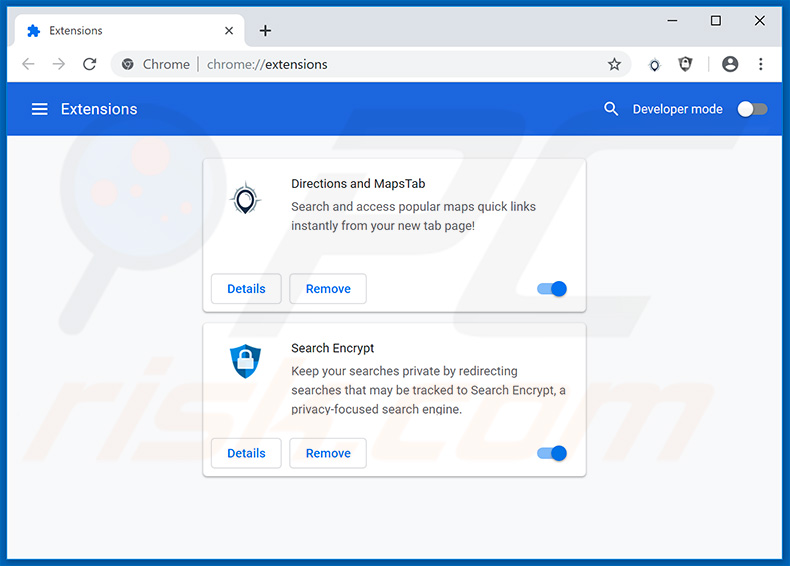 Removing search.hdirectionsandmapstab.com related Google Chrome extensions
