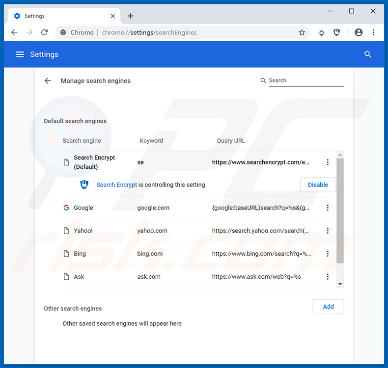 Removing search.hdirectionsandmapstab.com from Google Chrome default search engine