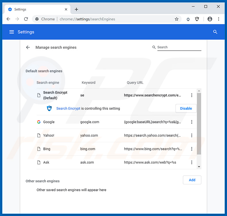 Removing search.hdirectionsandmapstab.com from Google Chrome default search engine