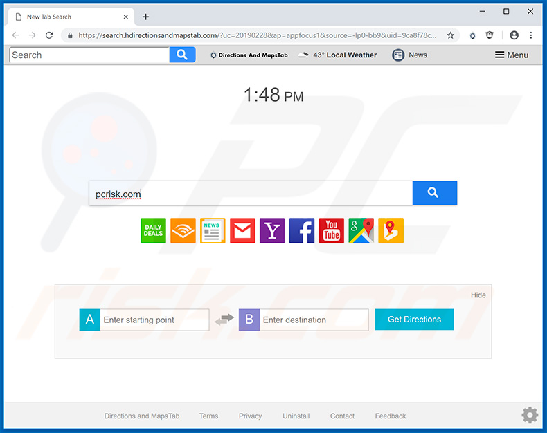 search.hdirectionsandmapstab.com browser hijacker