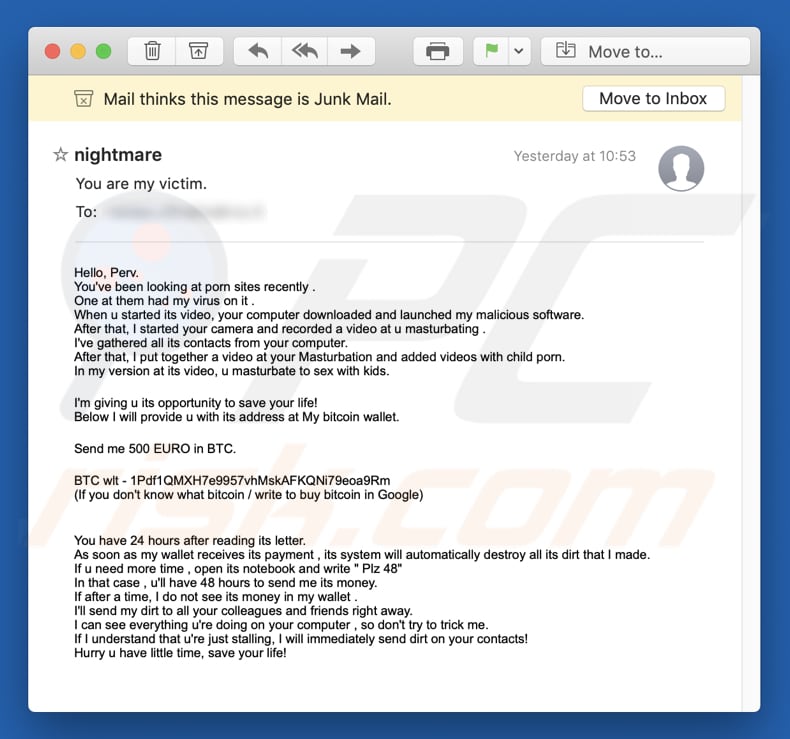 Btc Sexy Video - Hello Perv Email Scam - Removal and recovery steps (updated)