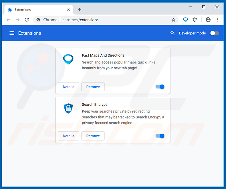 Removing search.hfastmapsanddirections.com related Google Chrome extensions