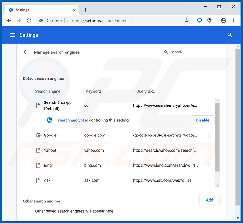 Removing search.hfastmapsanddirections.com from Google Chrome default search engine