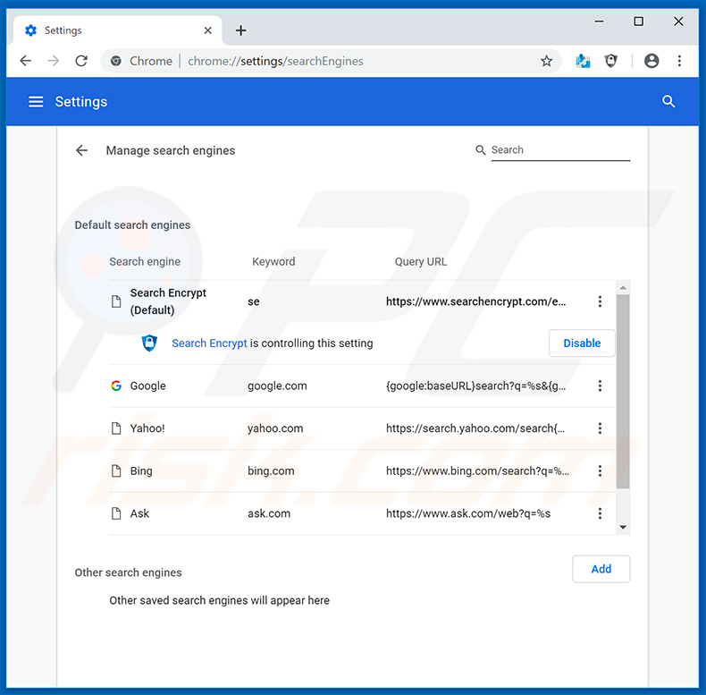 Removing search.hfastmapsapp.com from Google Chrome default search engine