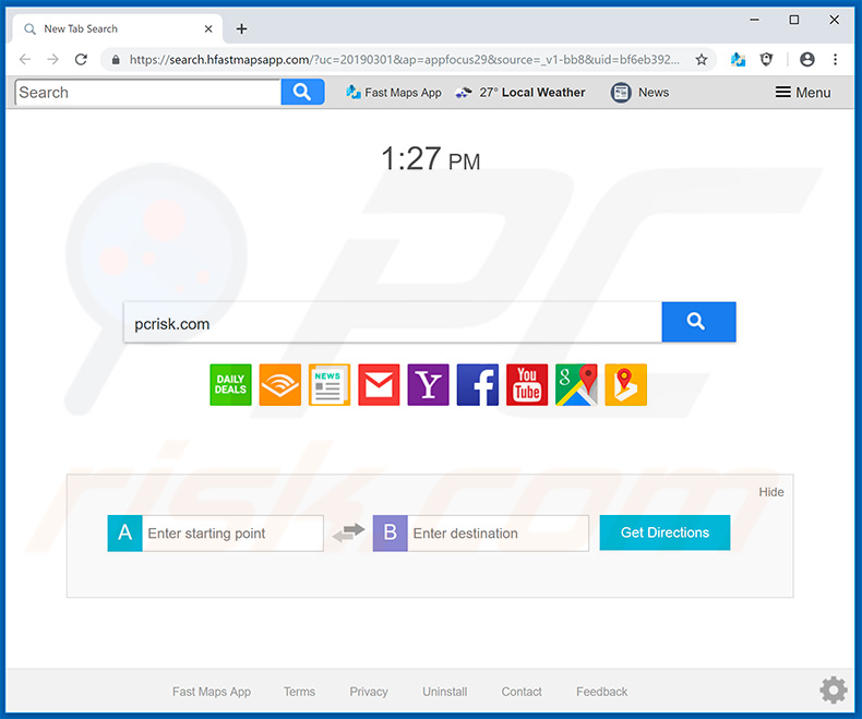 search.hfastmapsapp.com browser hijacker