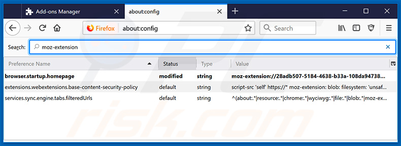 Removing search.hfindyourrecipe.com from Mozilla Firefox default search engine