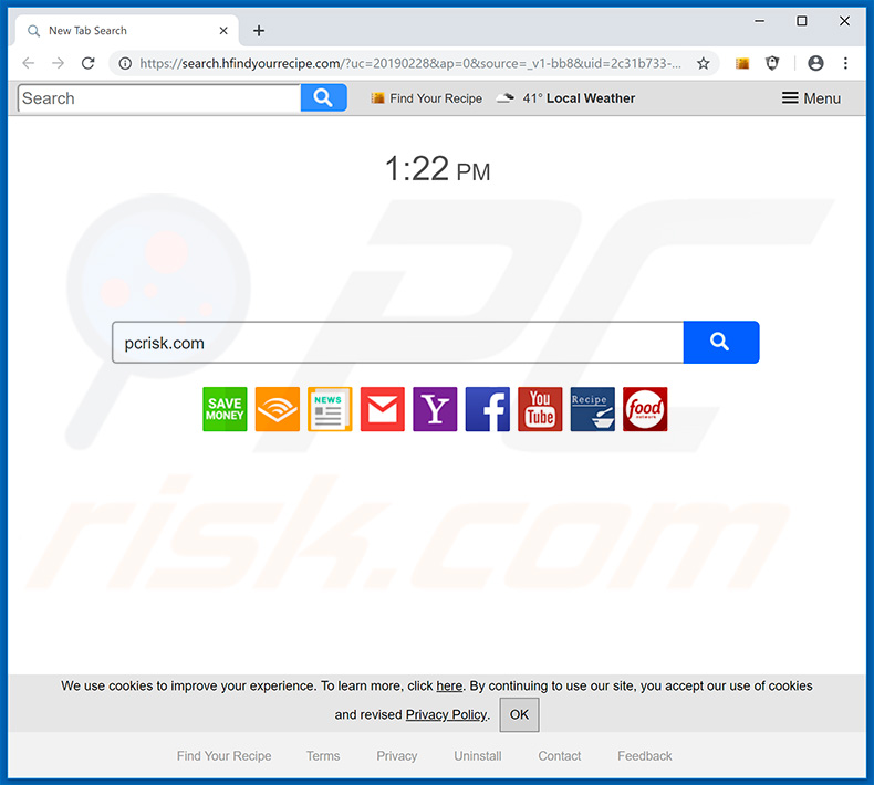 search.hfindyourrecipe.com browser hijacker