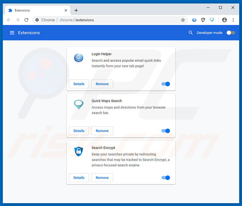 Removing search.hloginhelper.co related Google Chrome extensions