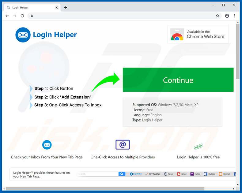 Website used to promote Login Helper browser hijacker