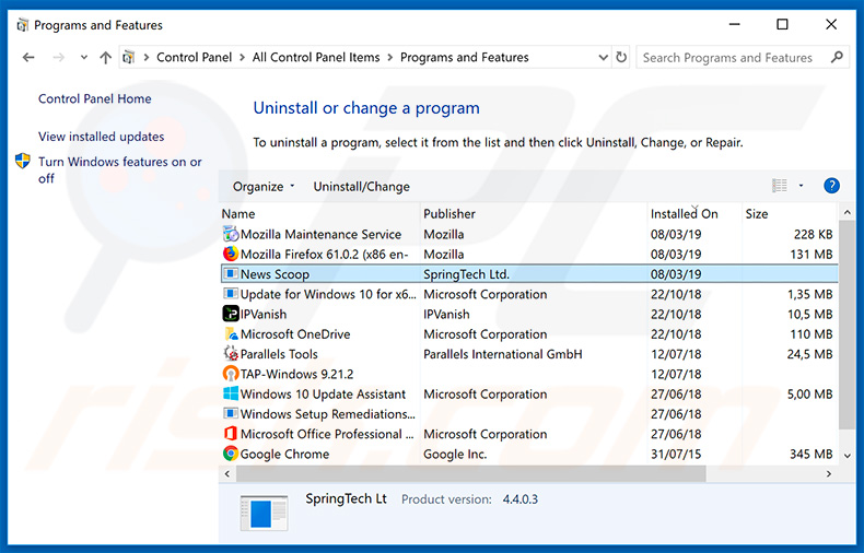 search.hmyclassifiedslist.net browser hijacker uninstall via Control Panel