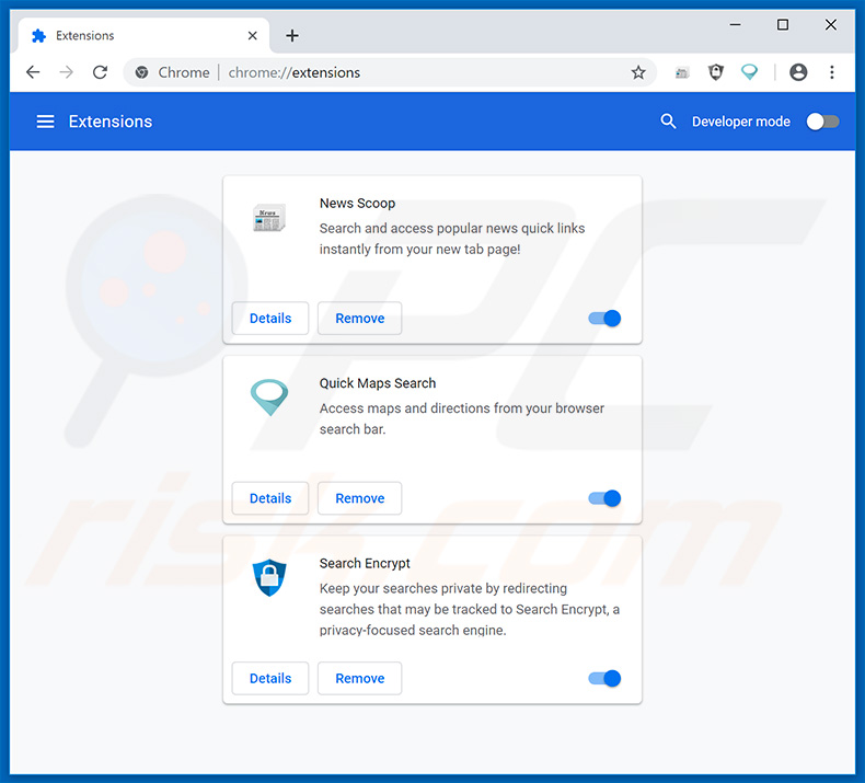 Removing search.hnewsscoop.co related Google Chrome extensions