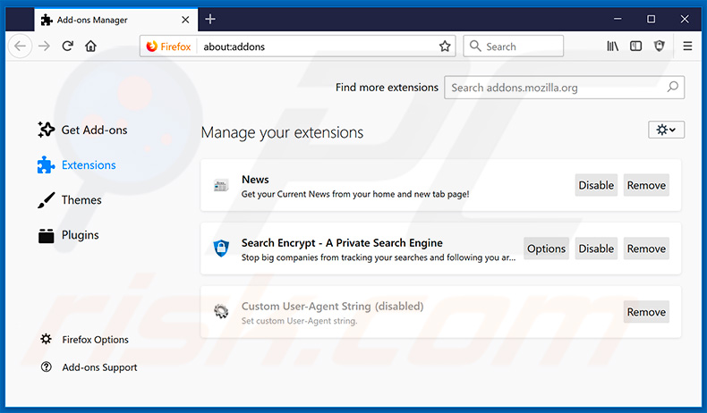 Removing search.hnewsscoop.co related Mozilla Firefox extensions