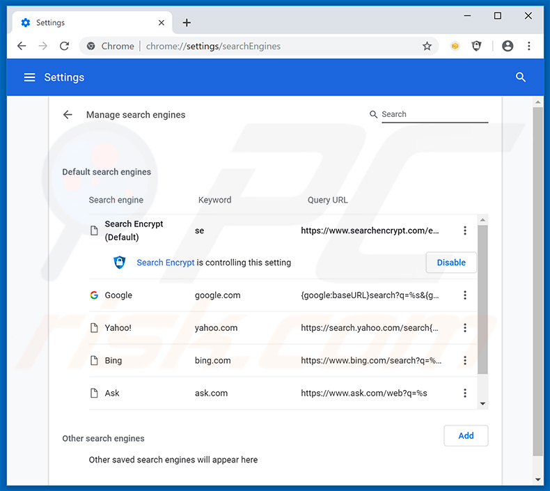 Removing search.hpackagefinder.app from Google Chrome default search engine