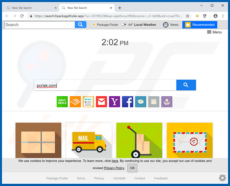 search.hpackagefinder.app browser hijacker