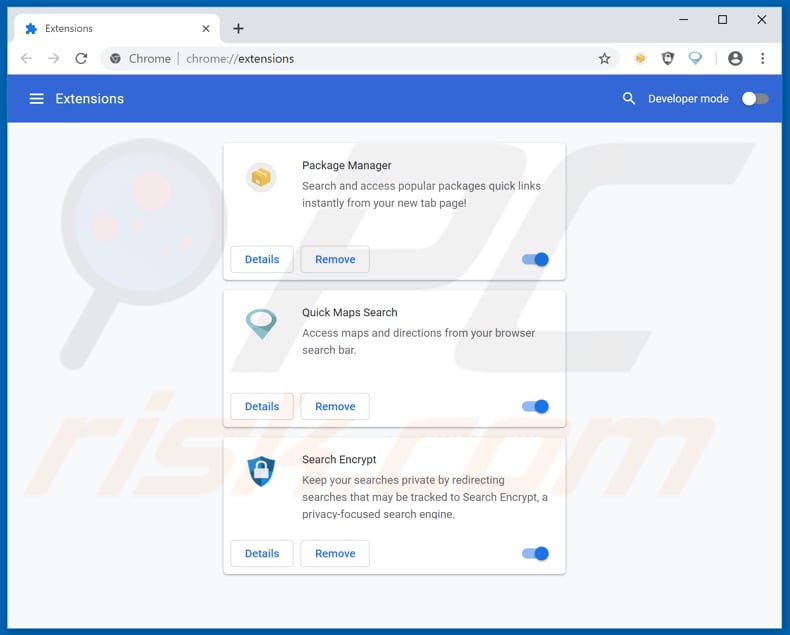 Removing search.hpackage-manager.net related Google Chrome extensions