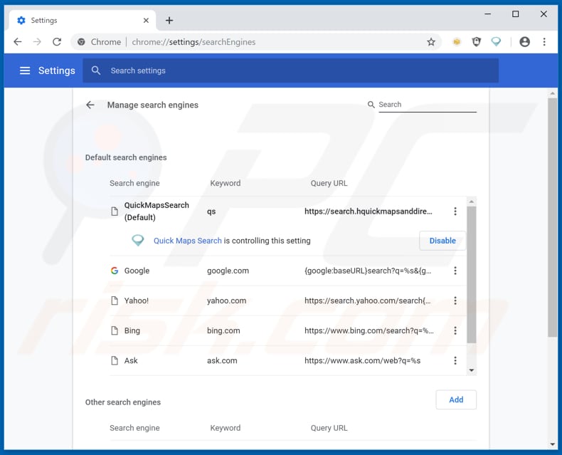 Removing search.hpackage-manager.net from Google Chrome default search engine