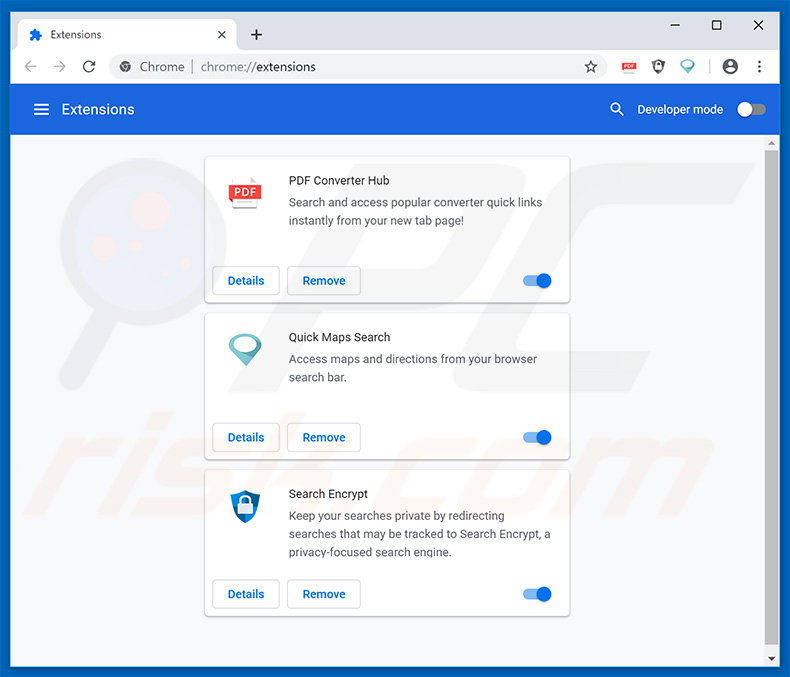 Removing search.hpdfconverterhub.com related Google Chrome extensions