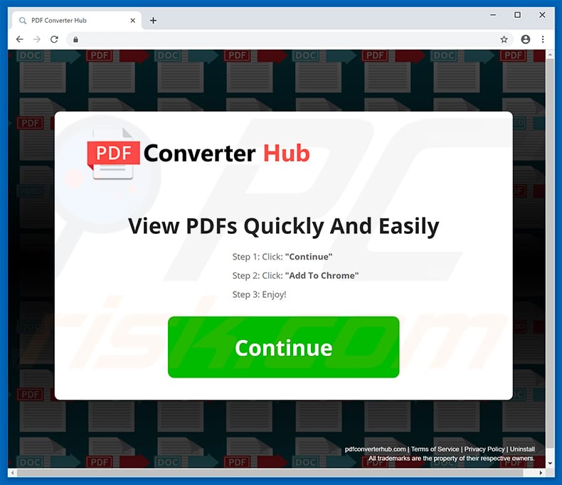 Website used to promote PDF Converter Hub browser hijacker