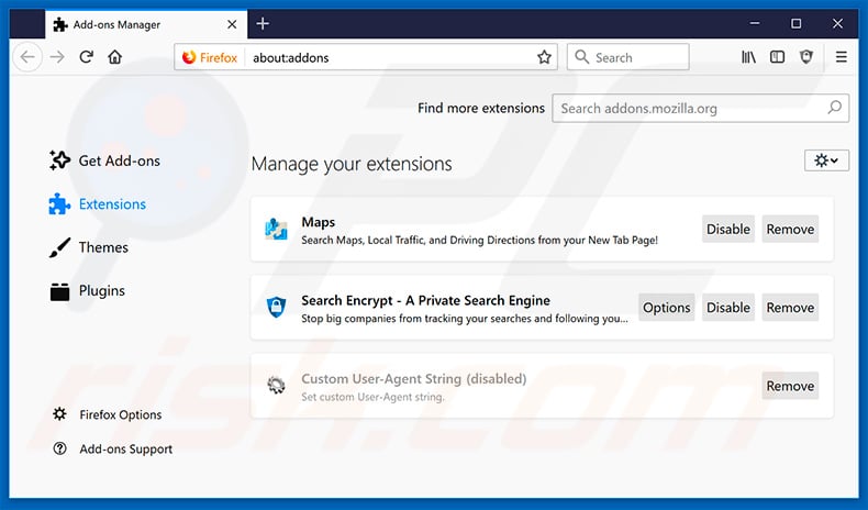 Removing search.hquickmapsanddirections.com related Mozilla Firefox extensions