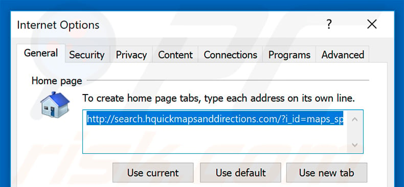 Removing search.hquickmapsanddirections.com from Internet Explorer homepage