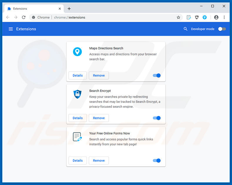 Removing search.hyourfreeonlineformsnow.com related Google Chrome extensions