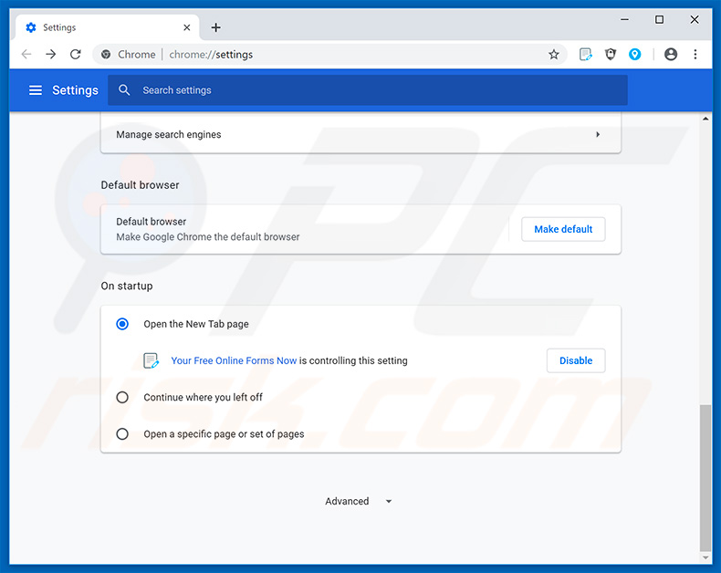 Removing search.hyourfreeonlineformsnow.com from Google Chrome homepage