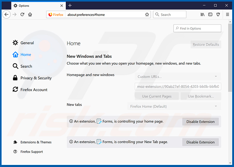 Removing search.hyourfreeonlineformsnow.com from Mozilla Firefox homepage