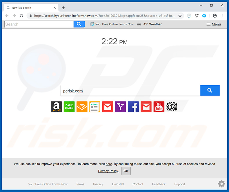search.hyourfreeonlineformsnow.com browser hijacker