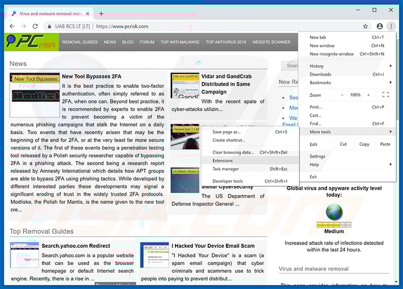 Removing ind1cate.com  ads from Google Chrome step 1