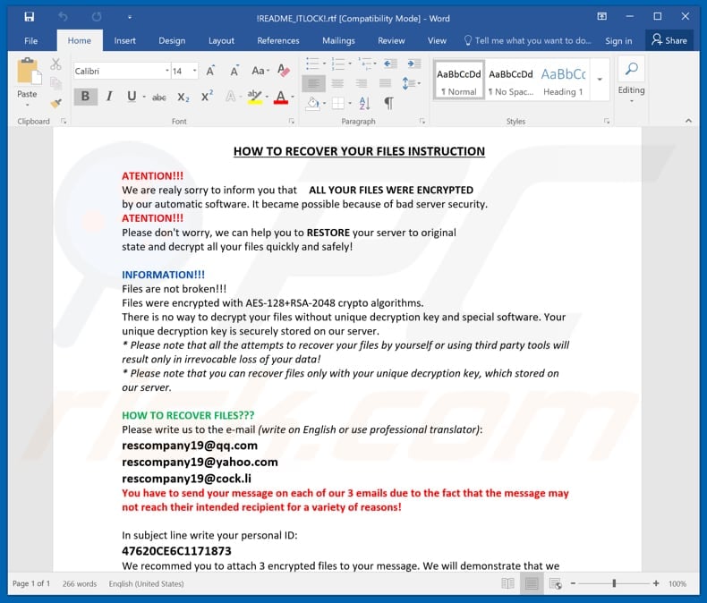 ITLOCK decrypt instructions (!README_ITLOCK!.rtf)