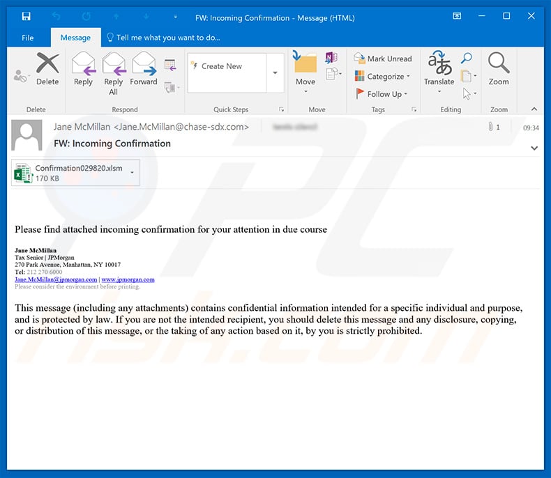 JPMorgan Chase email spam campaign proliferating TrickBot