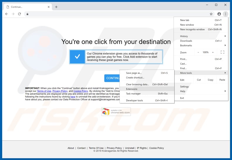 Removing KraKraGames  ads from Google Chrome step 1