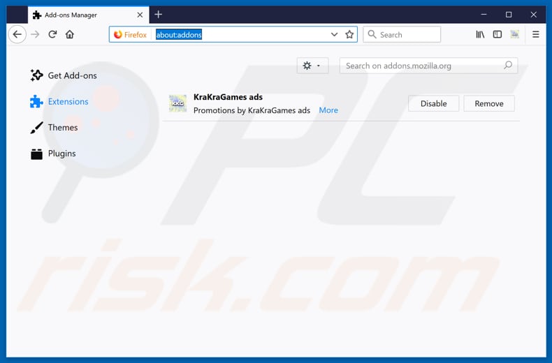 Removing KraKraGames ads from Mozilla Firefox step 2