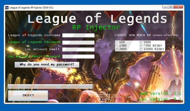 League Of Legends Virus malware