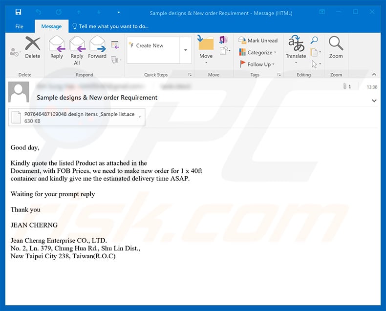 LokiBot malware distributing email