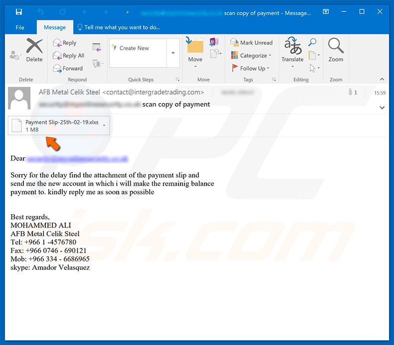 Email spam promoting Megalodon trojan