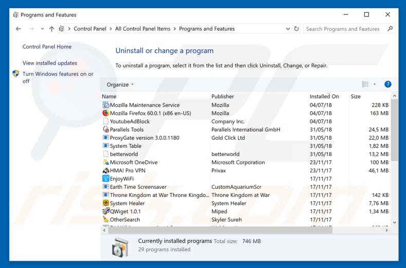 motheremutand.info adware uninstall via Control Panel