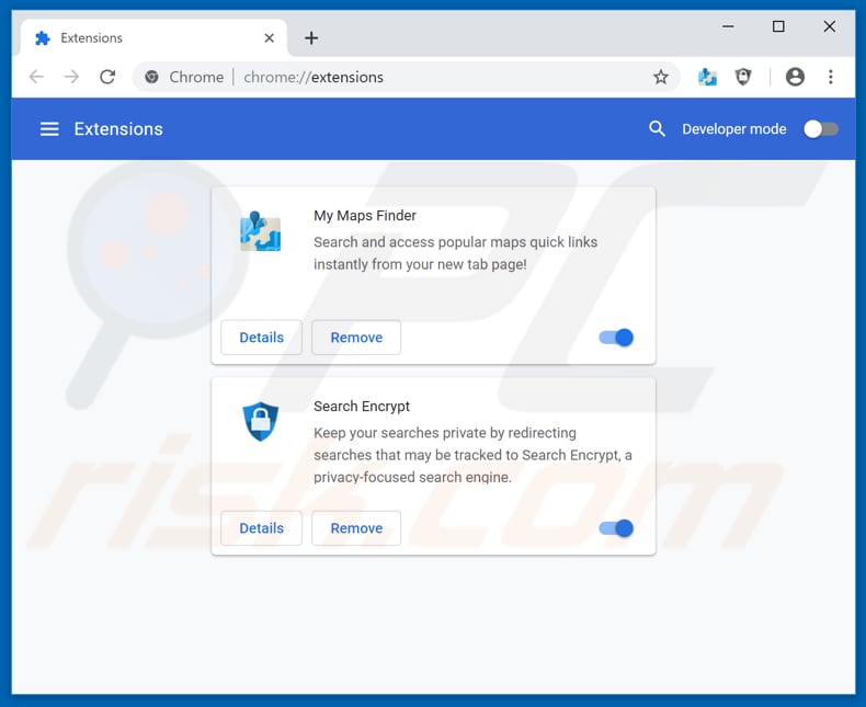 Removing search.hmymapsfinder.com related Google Chrome extensions