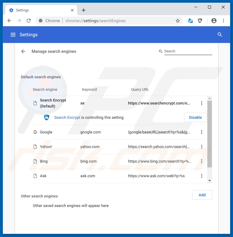 Removing search.hmymapsfinder.com from Google Chrome default search engine